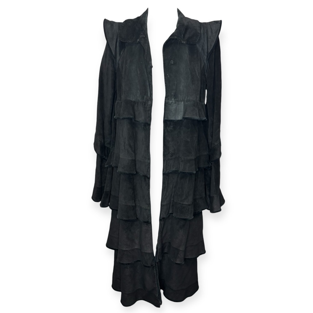 Yves Saint Laurent Black Suede Layered Coat - Picture 4 of 4